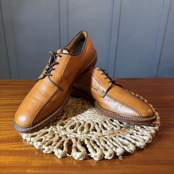 Allen Edmonds Mens Size 12 Hillcrest Leather Blucher Bicycle‑Toe Oxfords Brown - Picture 2 of 14